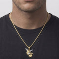 Solid 14k Gold Two Tone Archangel and Rope Chain Necklace Set
