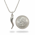 Real Solid 925 Silver Italian Horn Necklace