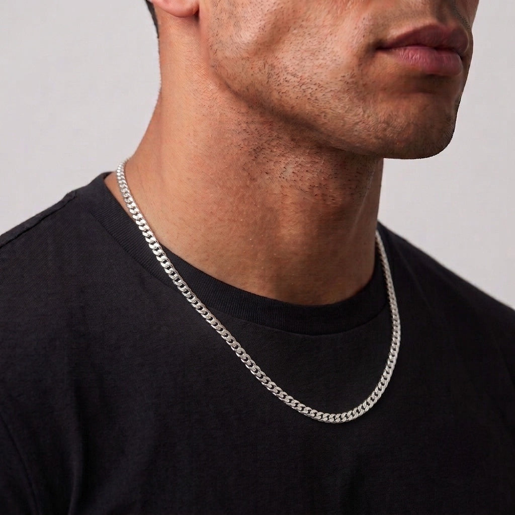 Real Solid 925 Silver Cuban Chain 20in 4mm