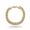 Mehrlagiges kubanisches Gliederarmband aus 14 Karat Gold, 9 Zoll, 10 mm
