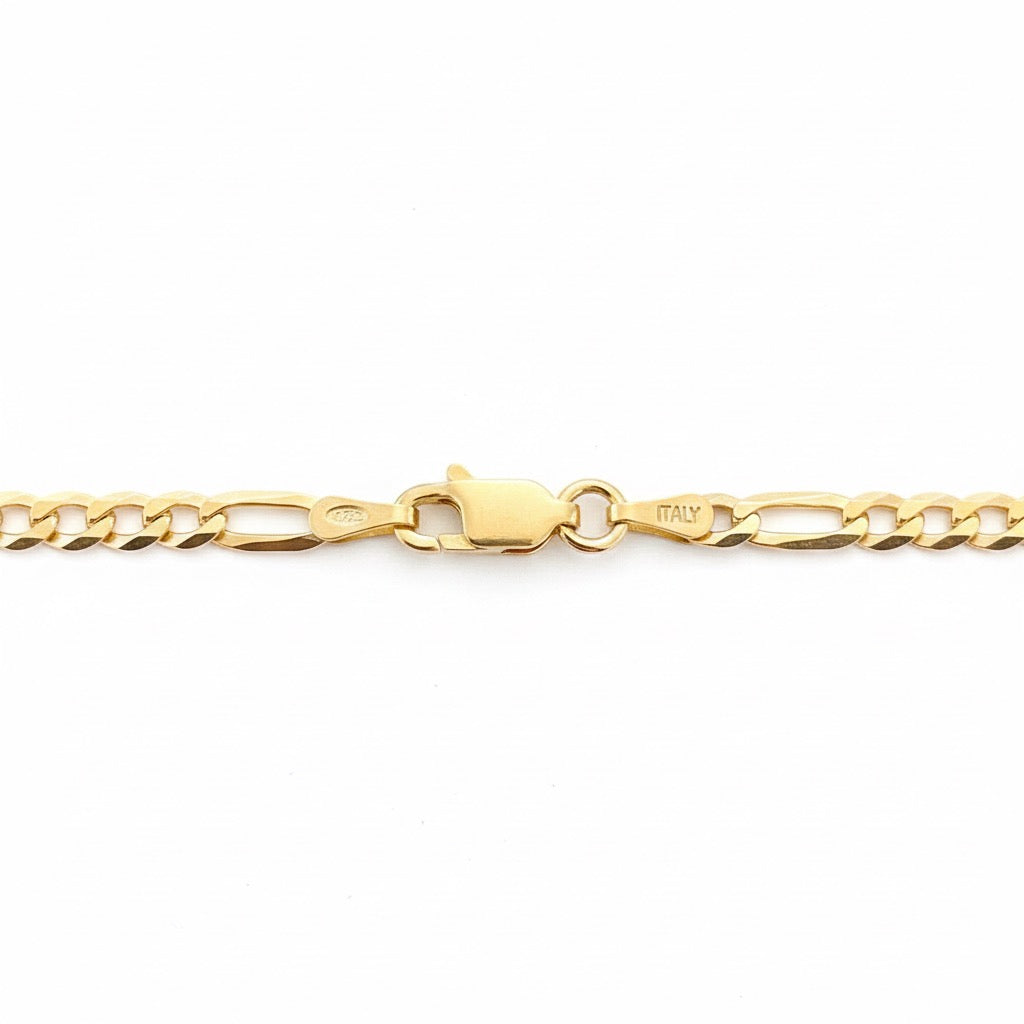 Figarokette aus 14 Karat Gold Vermeil, 20 Zoll, 3 mm