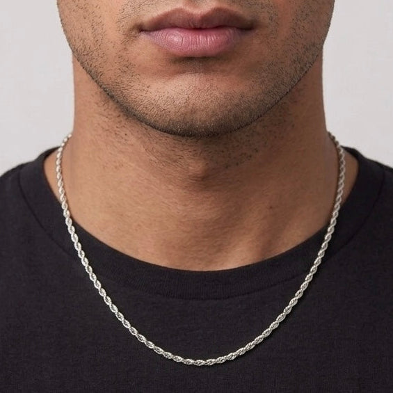 Real Solid 925 Silver Rope Chain 18in 3mm