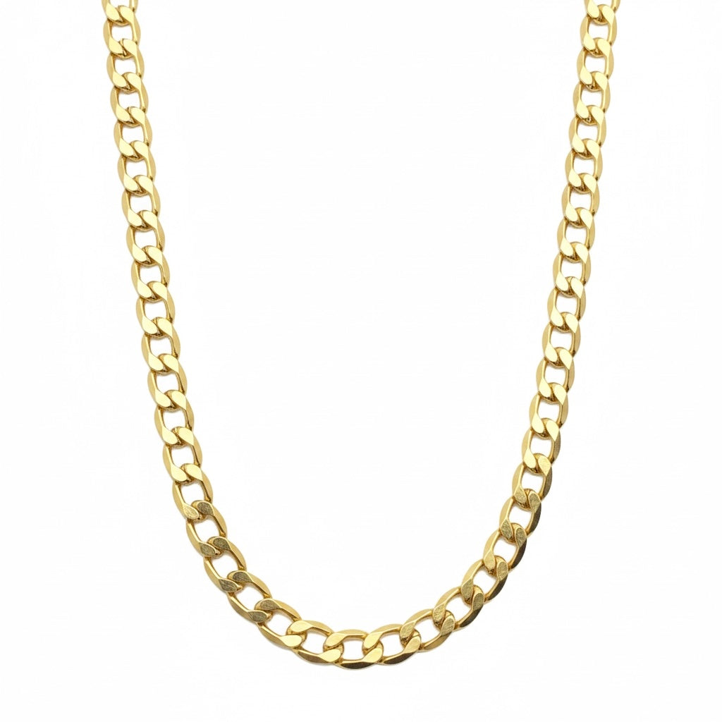 14k gold semi-solid cuban link chain 20in 4mm on white background