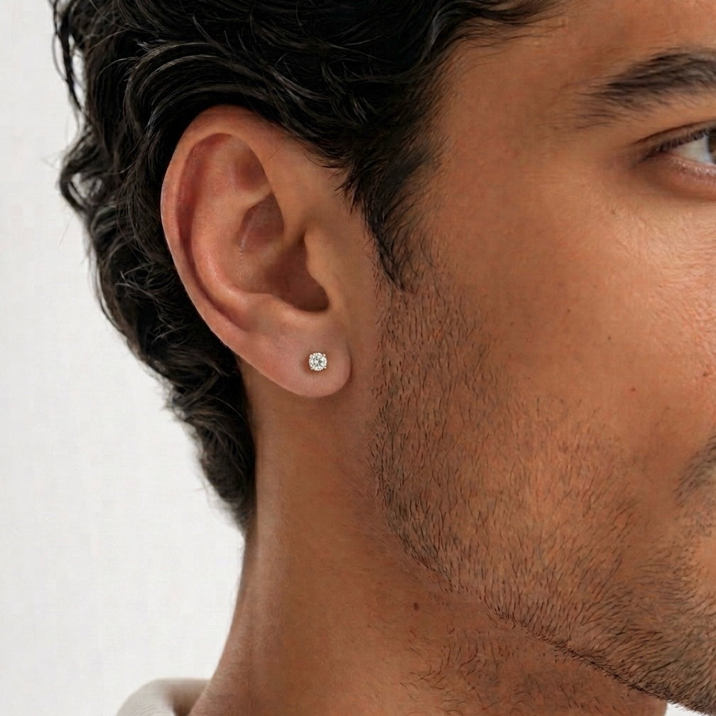 Real Solid 925 Silver Round CZ Studs 4mm