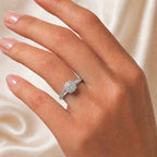 Real Solid 925 Silver Ring 0.3 ct Moissanite Flower Ring