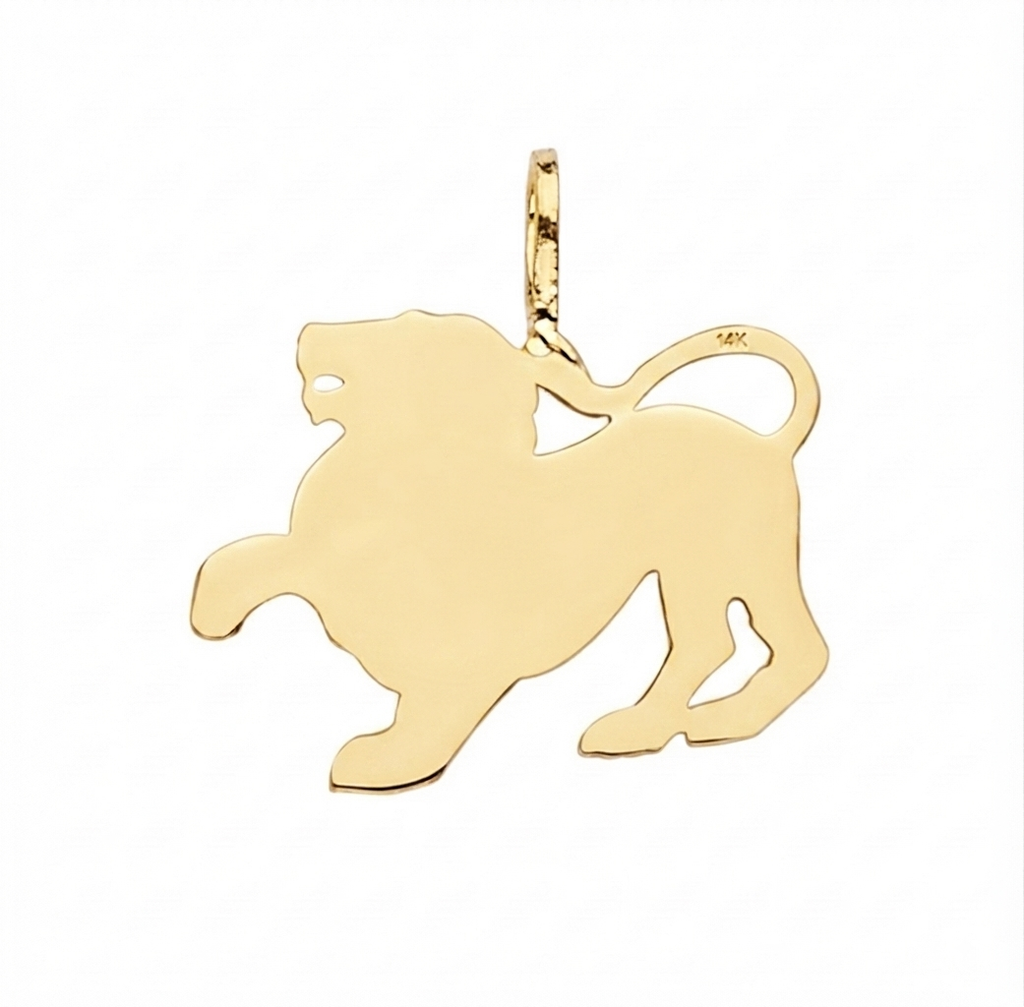 Solid 14k Gold Lion Pendant