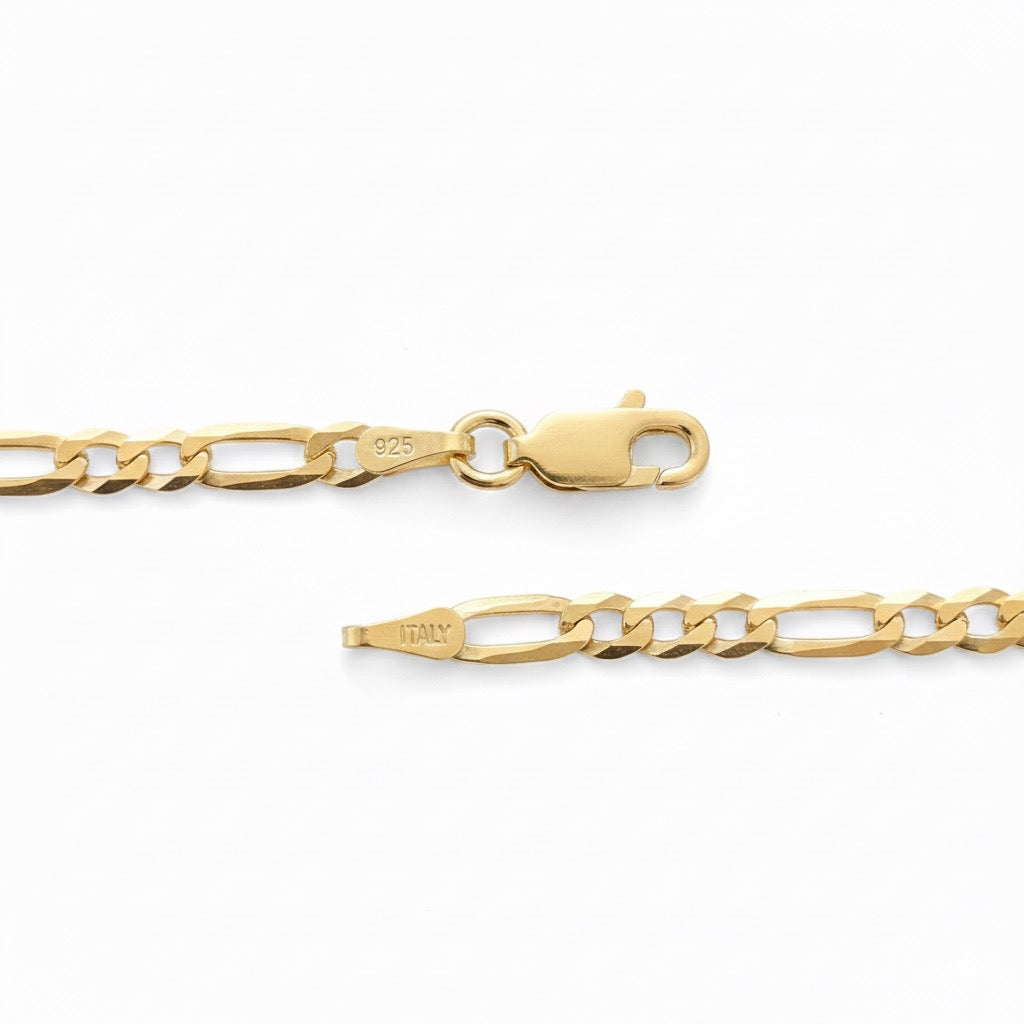 Figarokette aus 14 Karat Gold Vermeil, 20 Zoll, 3 mm