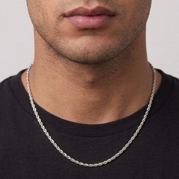 Real Solid 925 Silver Rope Chain 20in 3mm