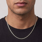 Real Solid 925 Silver Rope Chain 20in 3mm