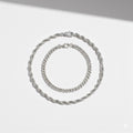 Set aus massivem Silberseil und kubanischem Armband
