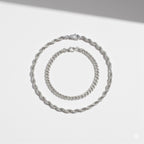 Set aus massivem Silberseil und kubanischem Armband