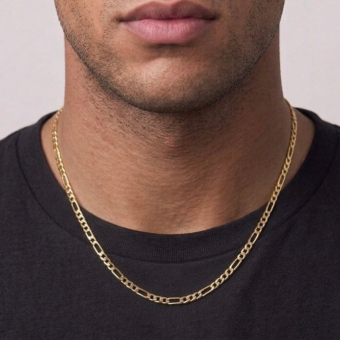 14k Solid Gold Figaro Chain 20in 3mm