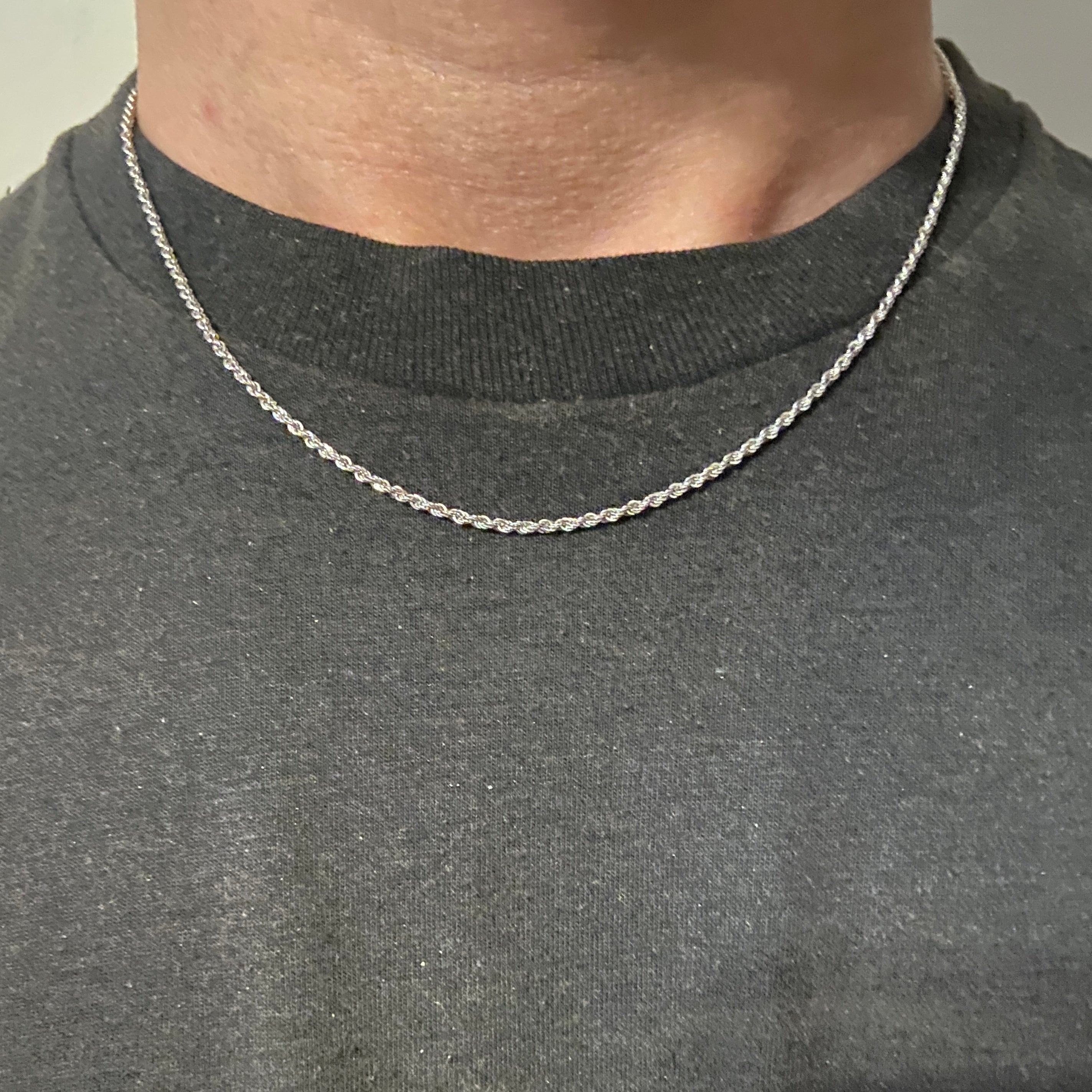 Solid Real 14k White Gold Rope Chain 18in 2mm - Prestige Jewelry