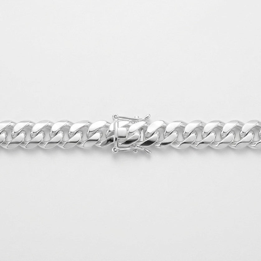 Real Solid 925 Silver Thick Miami Cuban Bracelet 7mm Box Clasp