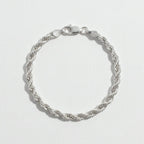 Real Solid 925 Silver Thick Rope Bracelet 6mm