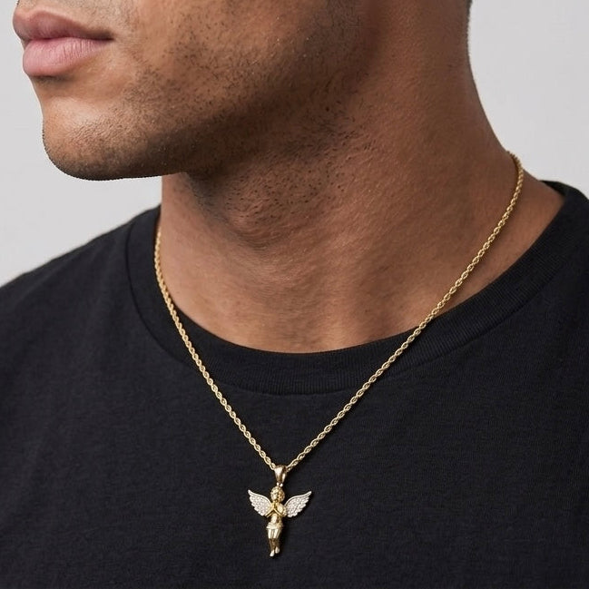 14k Gold Vermeil Chain and Mini Angel Set