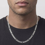 Real Solid 925 Silver Thick Figaro Chain 5mm