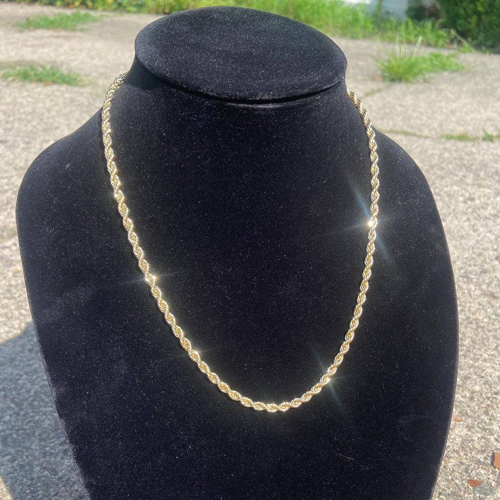 14 Karat Gold mehrlagige Seilkette 20 Zoll 4 mm