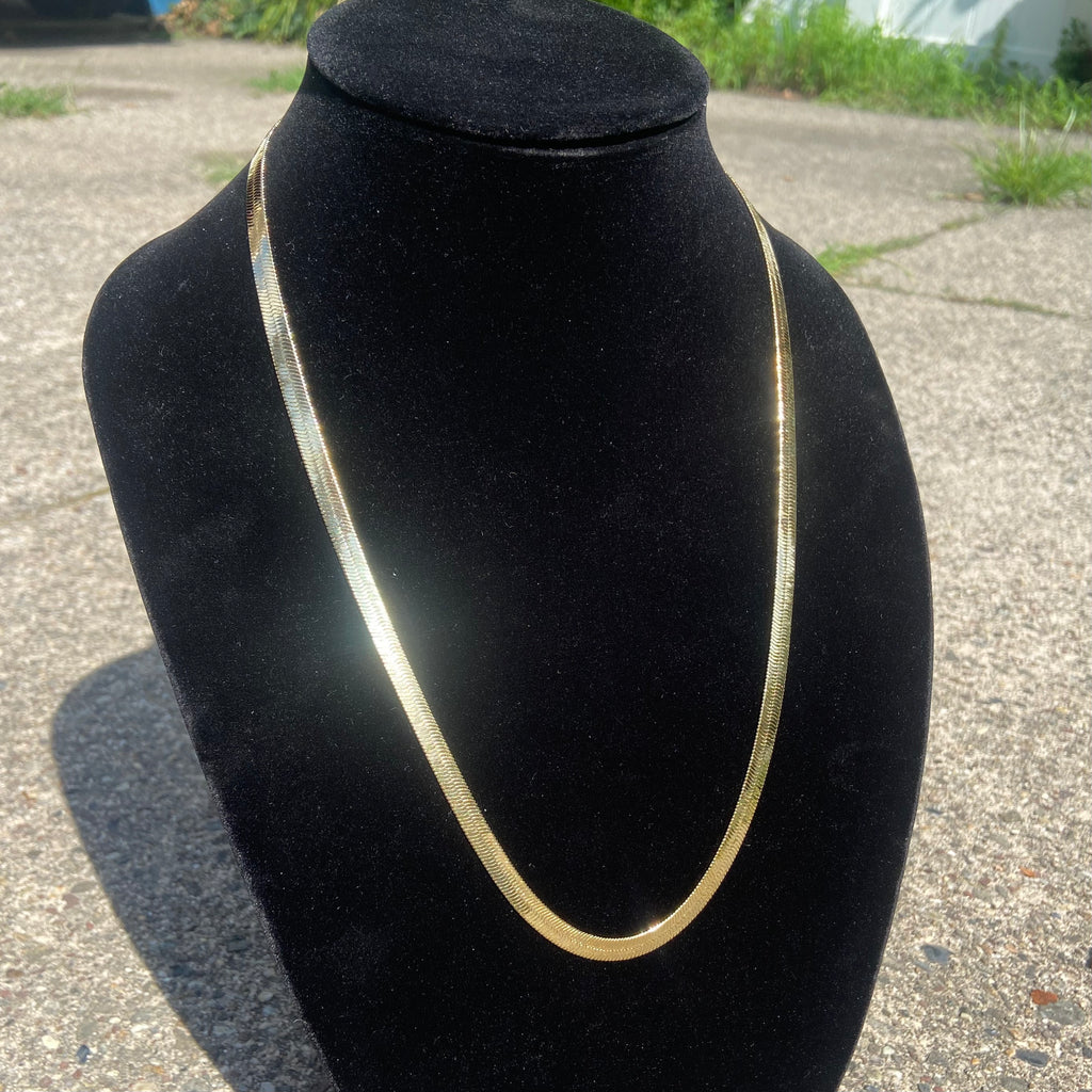 14 Karat Gold, mehrlagige Fischgrätenkette, 20 Zoll, 6 mm