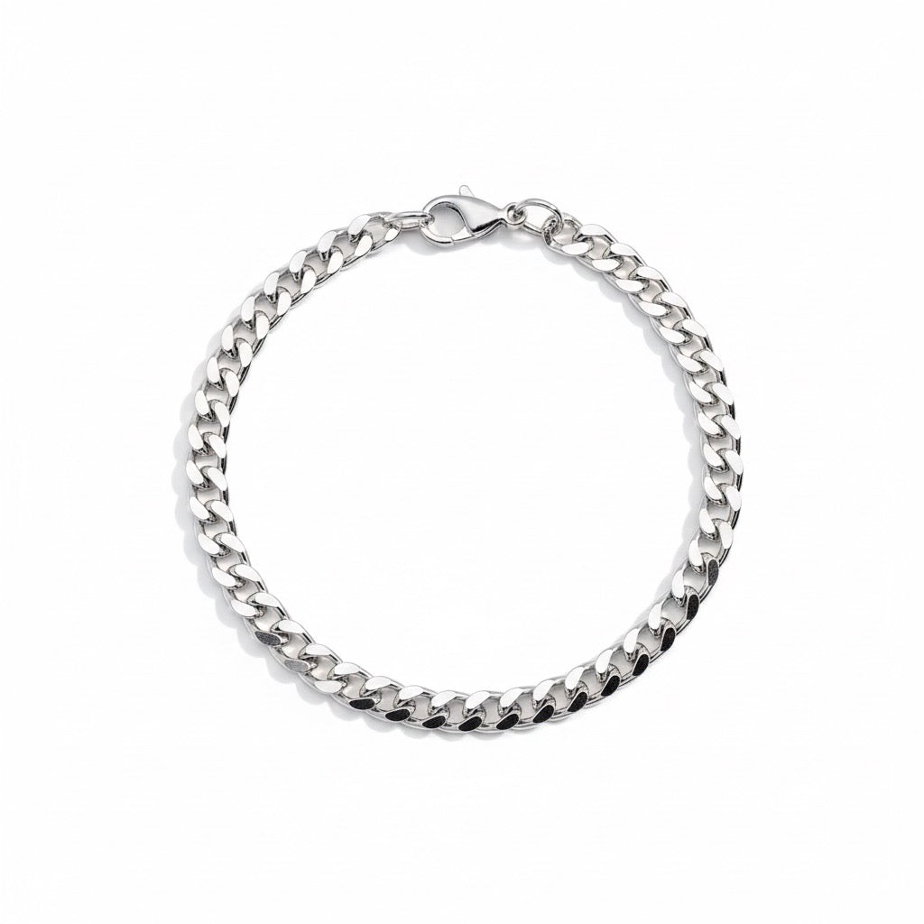 Panzerarmband aus massivem Silber, 4 mm, 17,8 cm