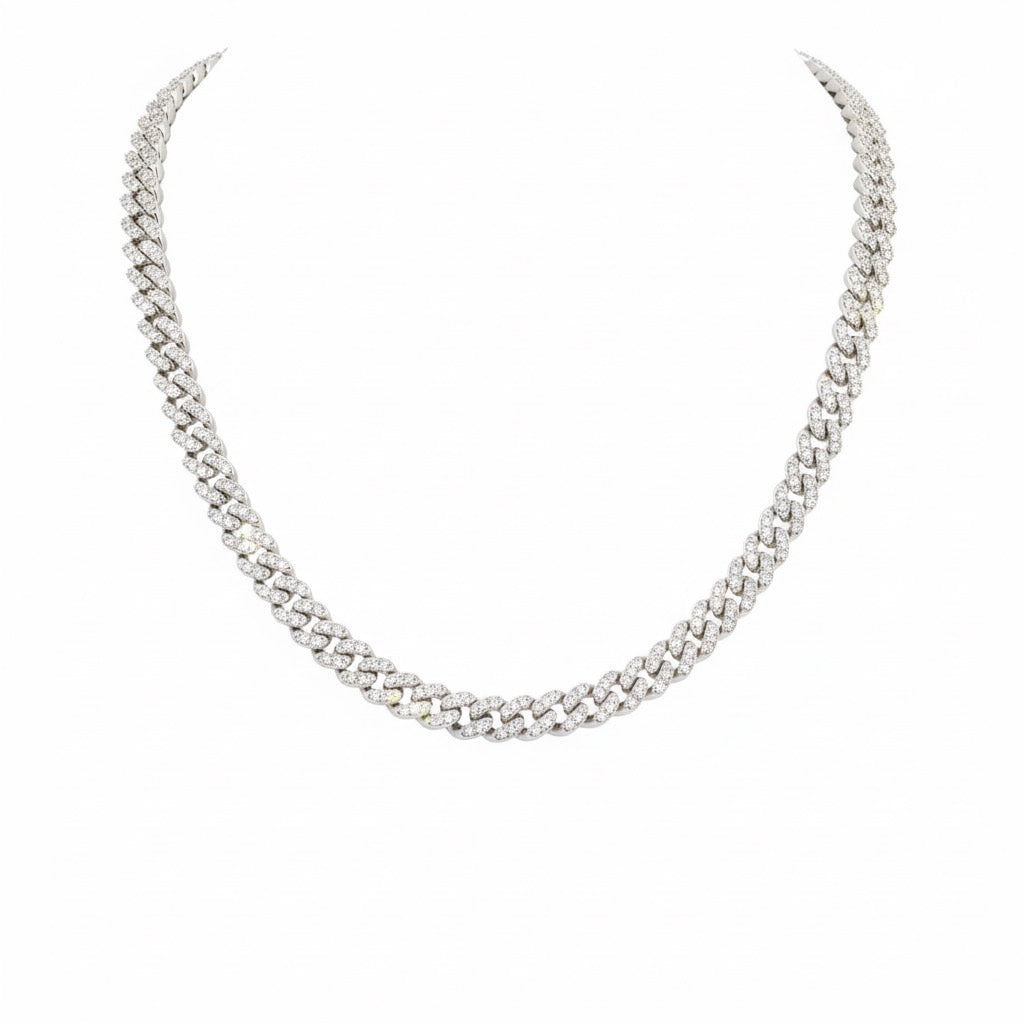 White Gold Diamond Cuban Chain 20in 8mm