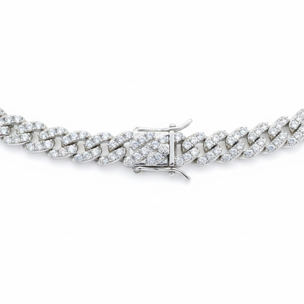 White Gold Diamond Cuban Chain 20in 8mm