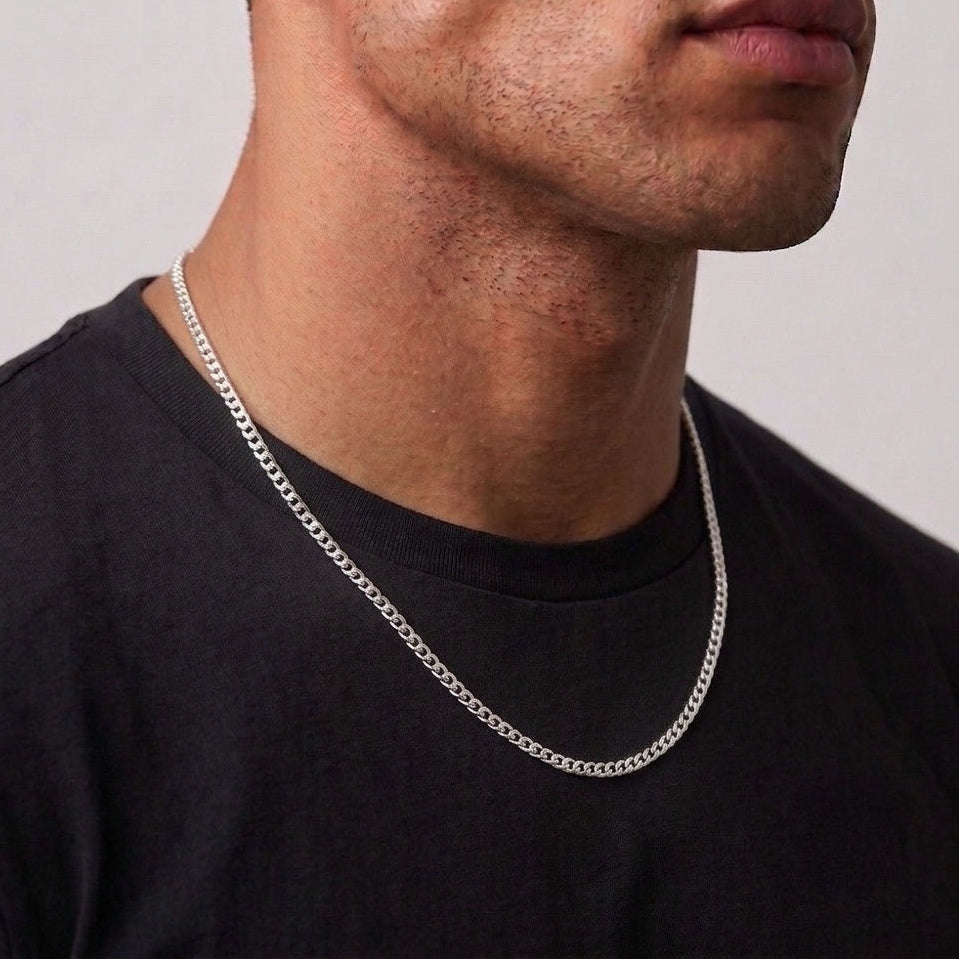Real Solid 925 Silver Cuban Link Chain 16in 3mm