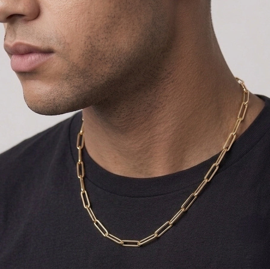 14k Gold Semi-Solid Paperclip Chain 4mm