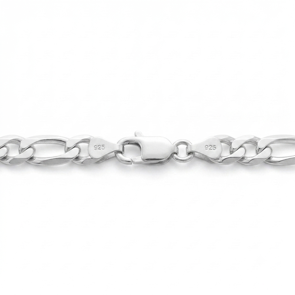 Real Solid 925 Silver Thick Figaro Chain 5mm