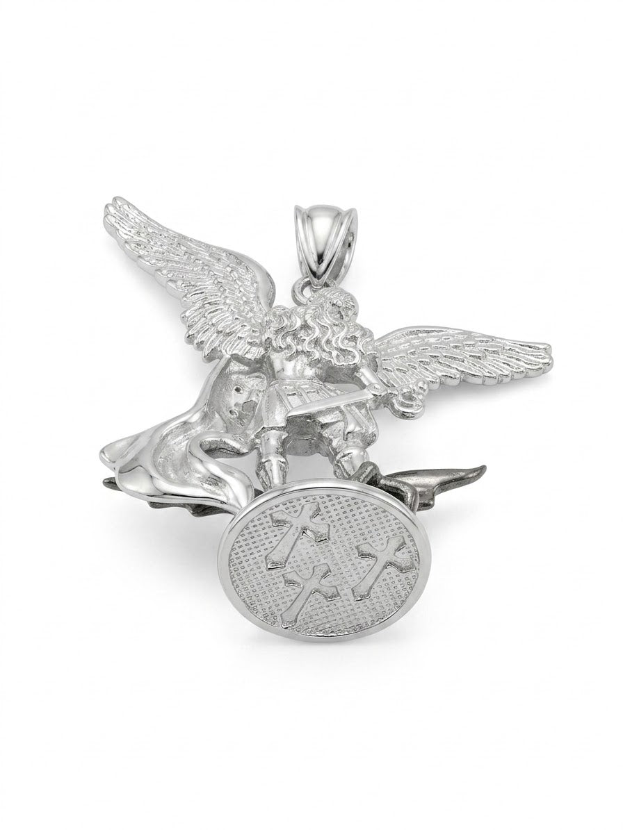 Real Solid 925 Silver Archangel Pendant and Chain Set