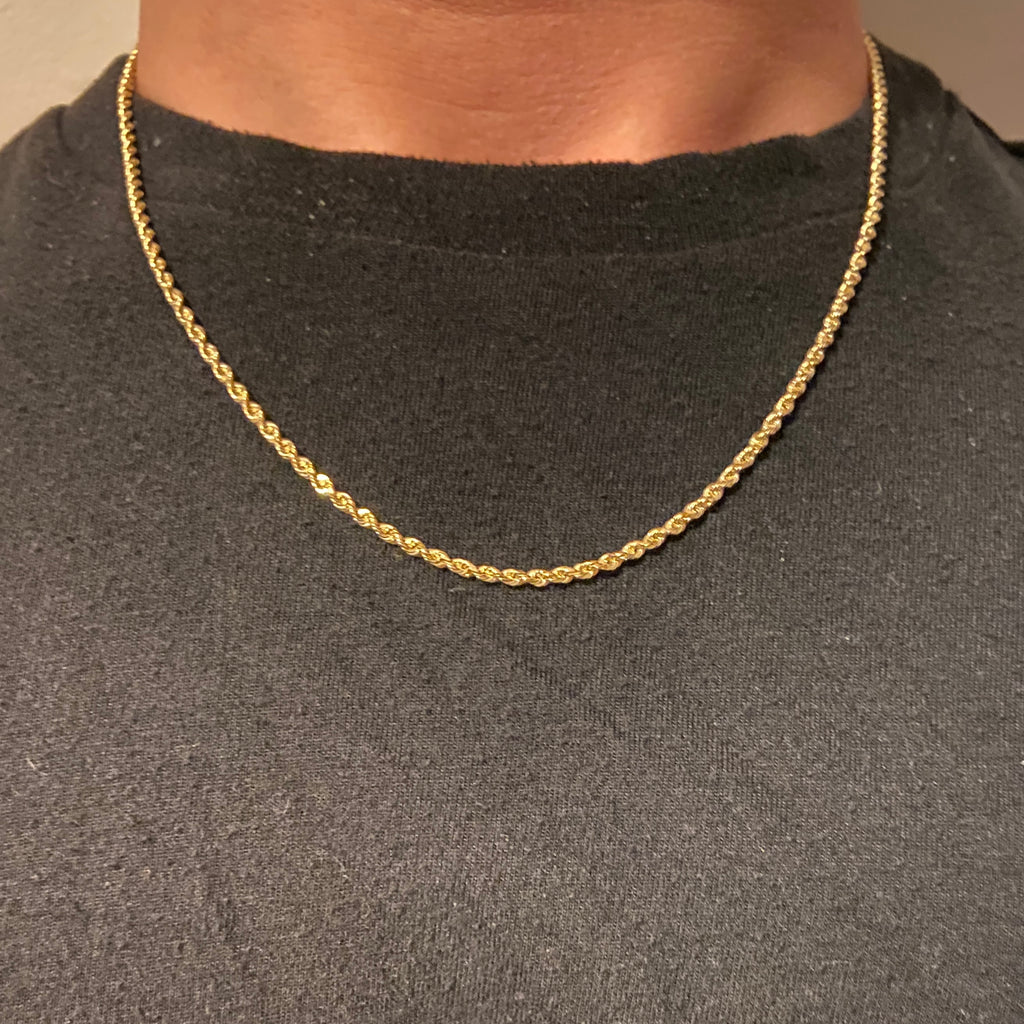 Solid Real 10k Gold Rope Chain 20in 3mm - Prestige Jewelry