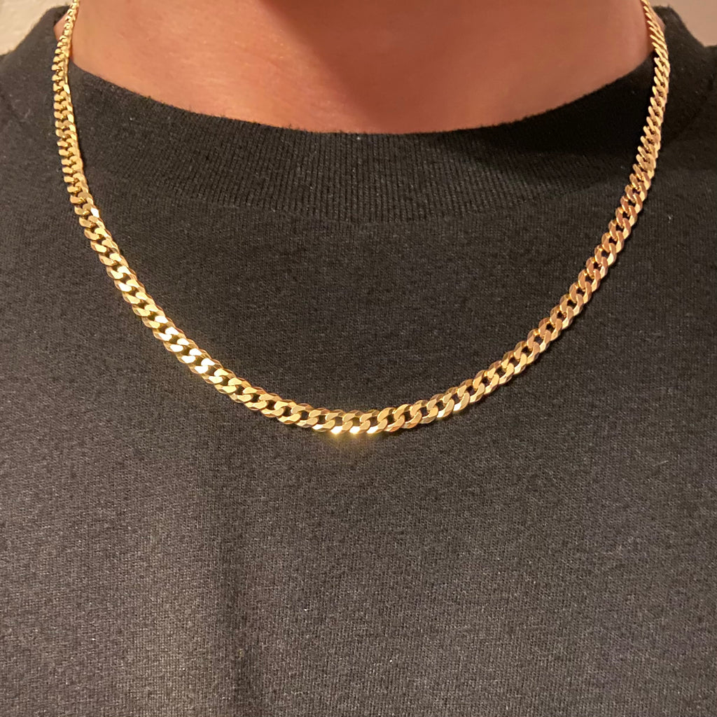 14k Gold Vermeil Cuban Chain 18in 4mm - Prestige Jewelry