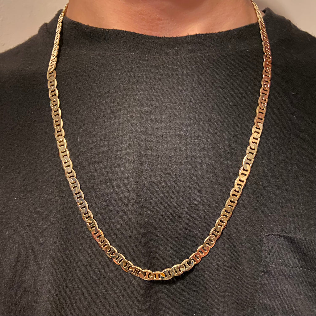 14k Gold Layered Mariner Link Chain 24in 6mm - Prestige Jewelry