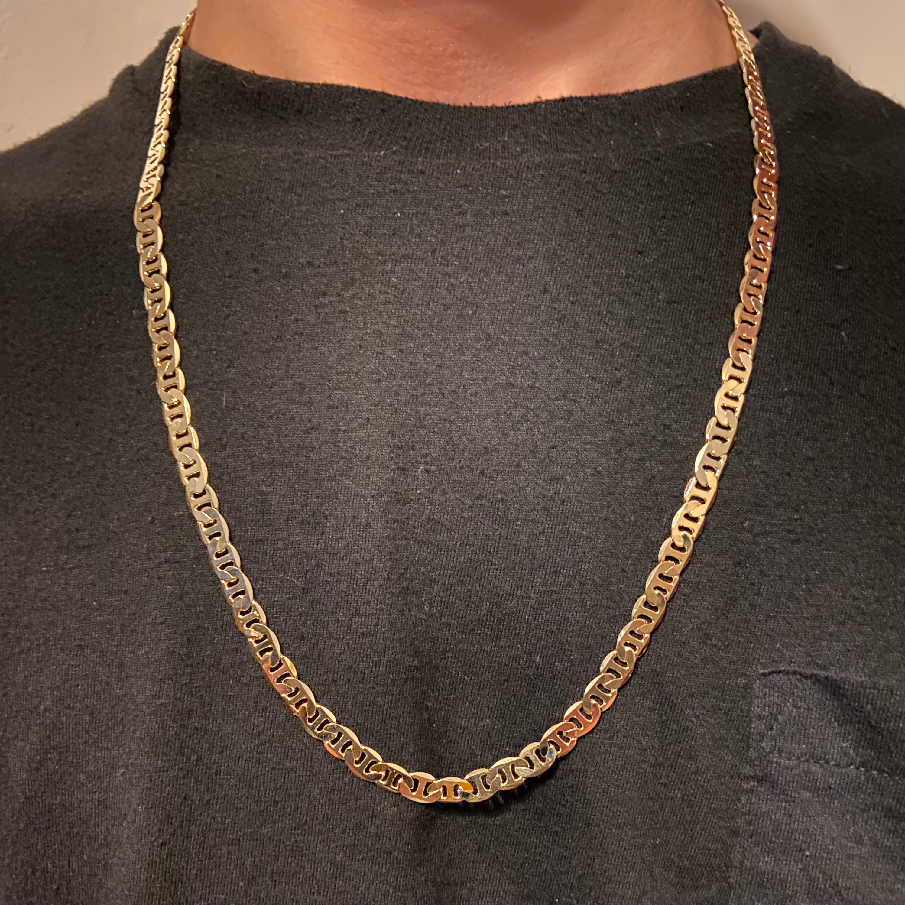 14k Gold Layered Mariner Link Chain 24in 6mm - Prestige Jewelry