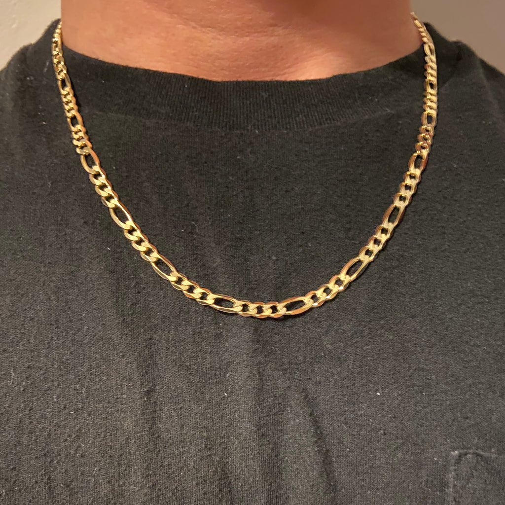 Solid Real 14k Gold Figaro Chain 20in 4mm - Prestige Jewelry