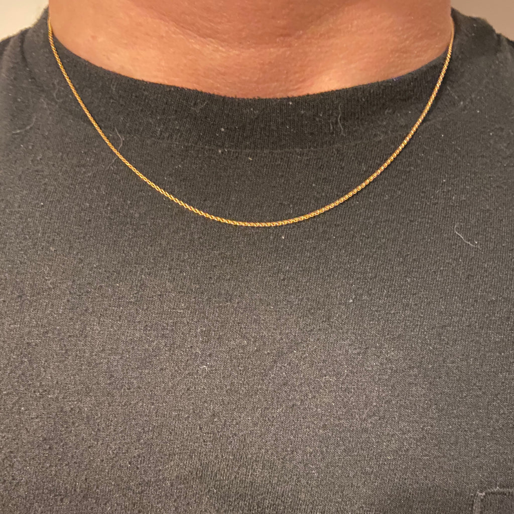 Solid Real 14k Gold Cable Chain 18in 1mm - Prestige Jewelry