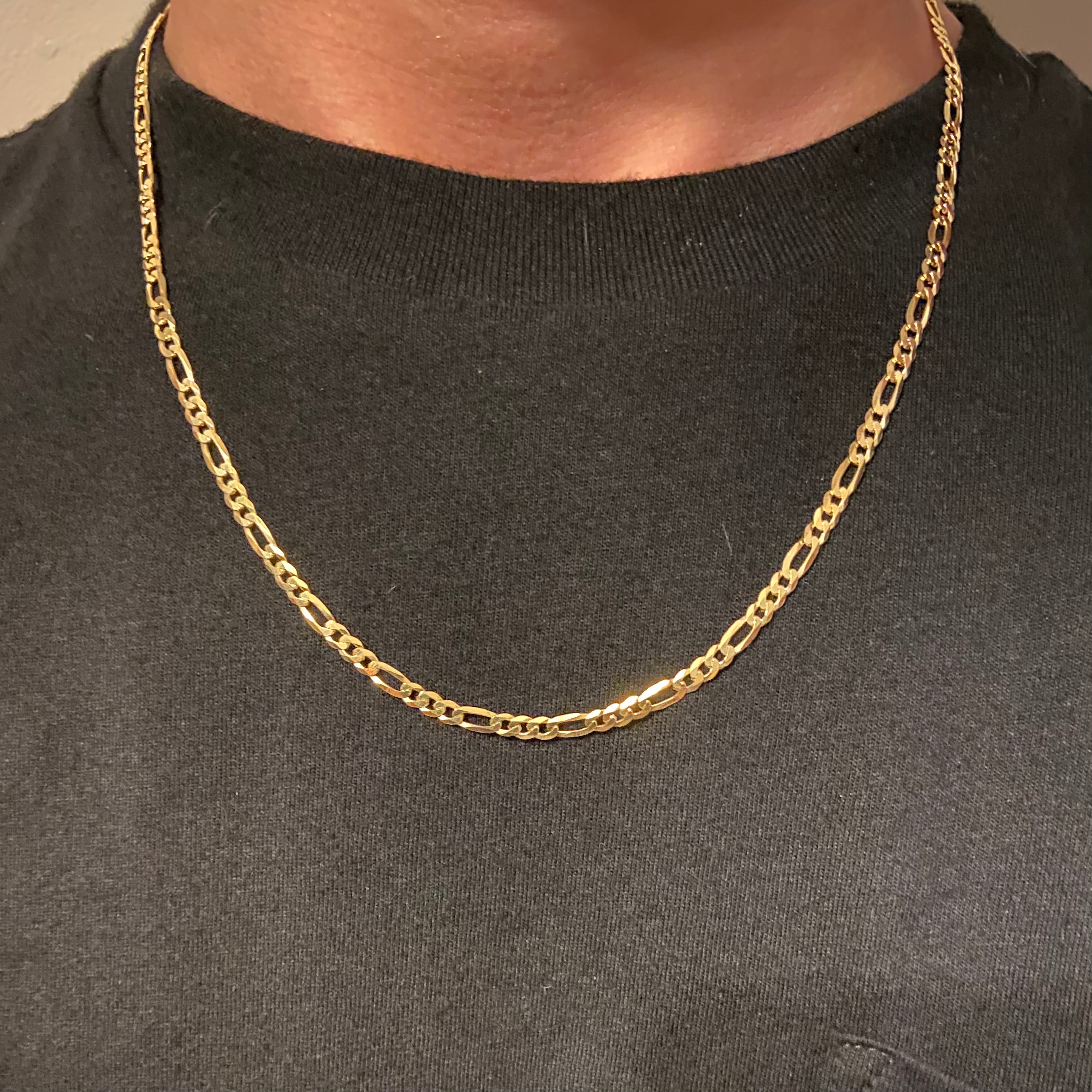 14k Gold Vermeil Figaro Chain 20in 3mm - Prestige Jewelry
