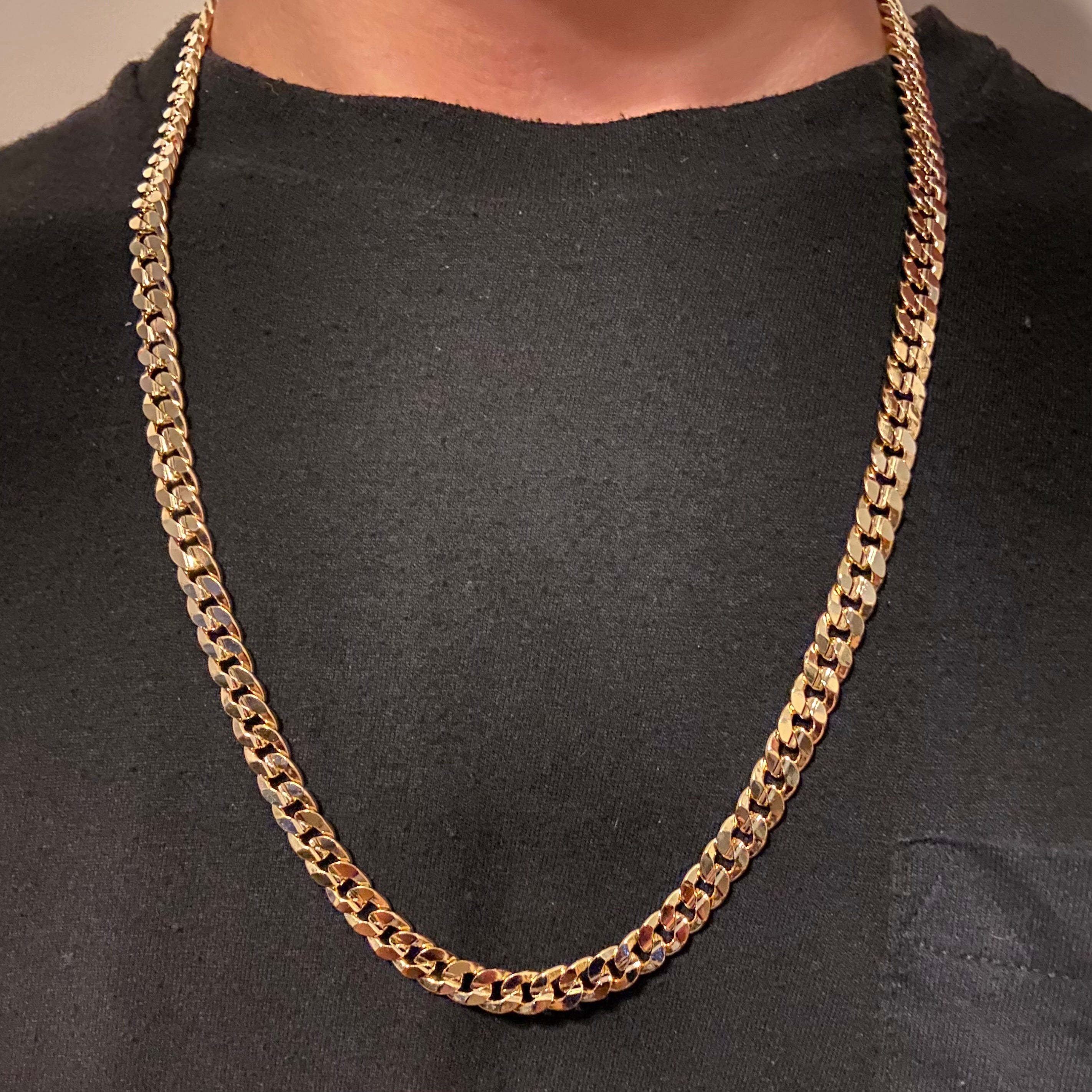 14k Gold Layered Cuban Chain 24in 7mm - Prestige Jewelry