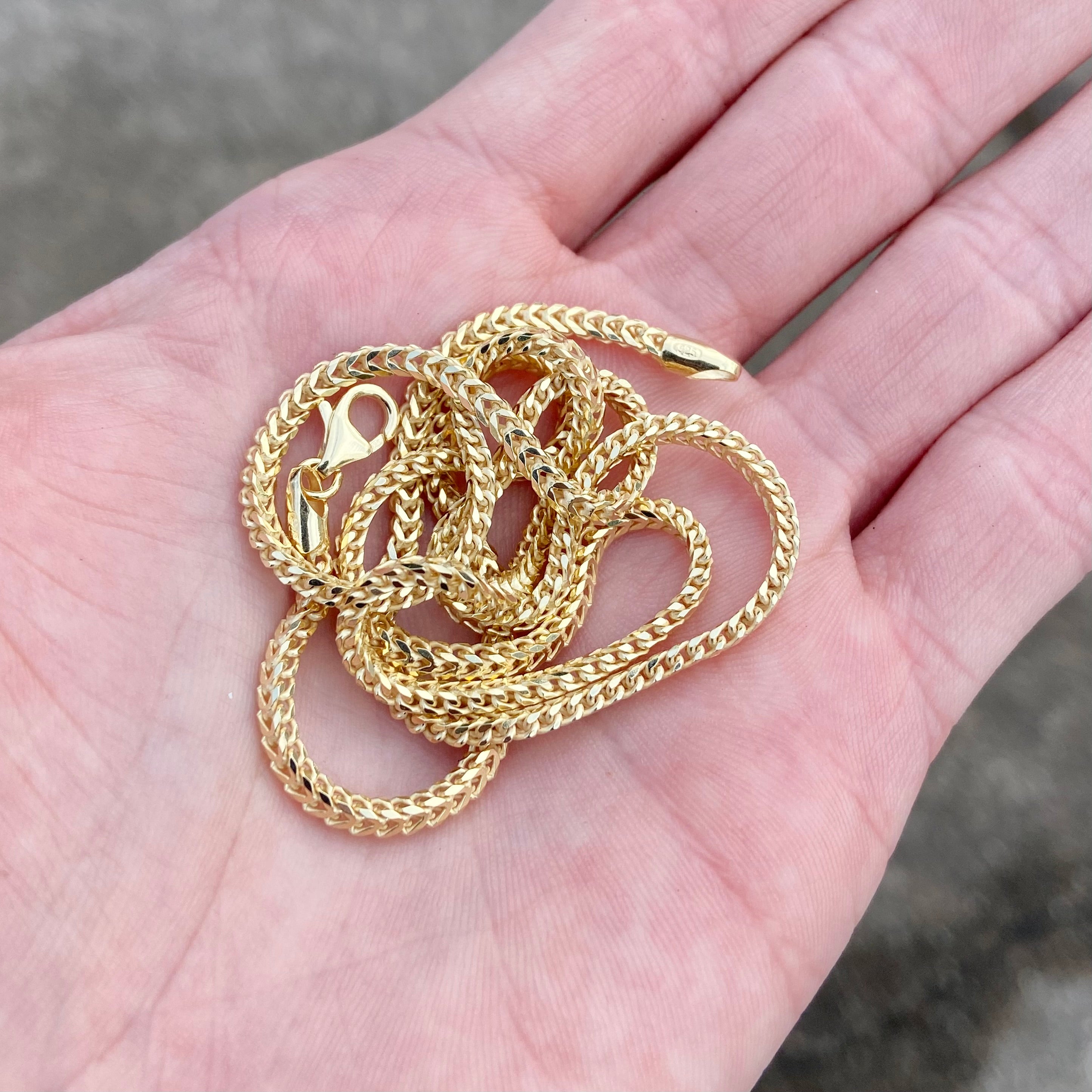 14k Gold Vermeil Franco Chain 20in 2mm - Prestige Jewelry