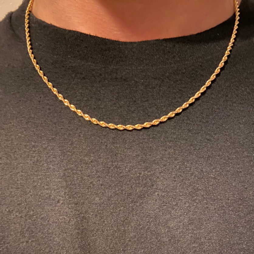 Solid Real 14k Gold Rope Chain 18in 2mm - Prestige Jewelry