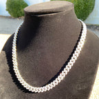 14k White Gold Plated Diamond Cuban Chain 20in 8mm - Prestige Jewelry