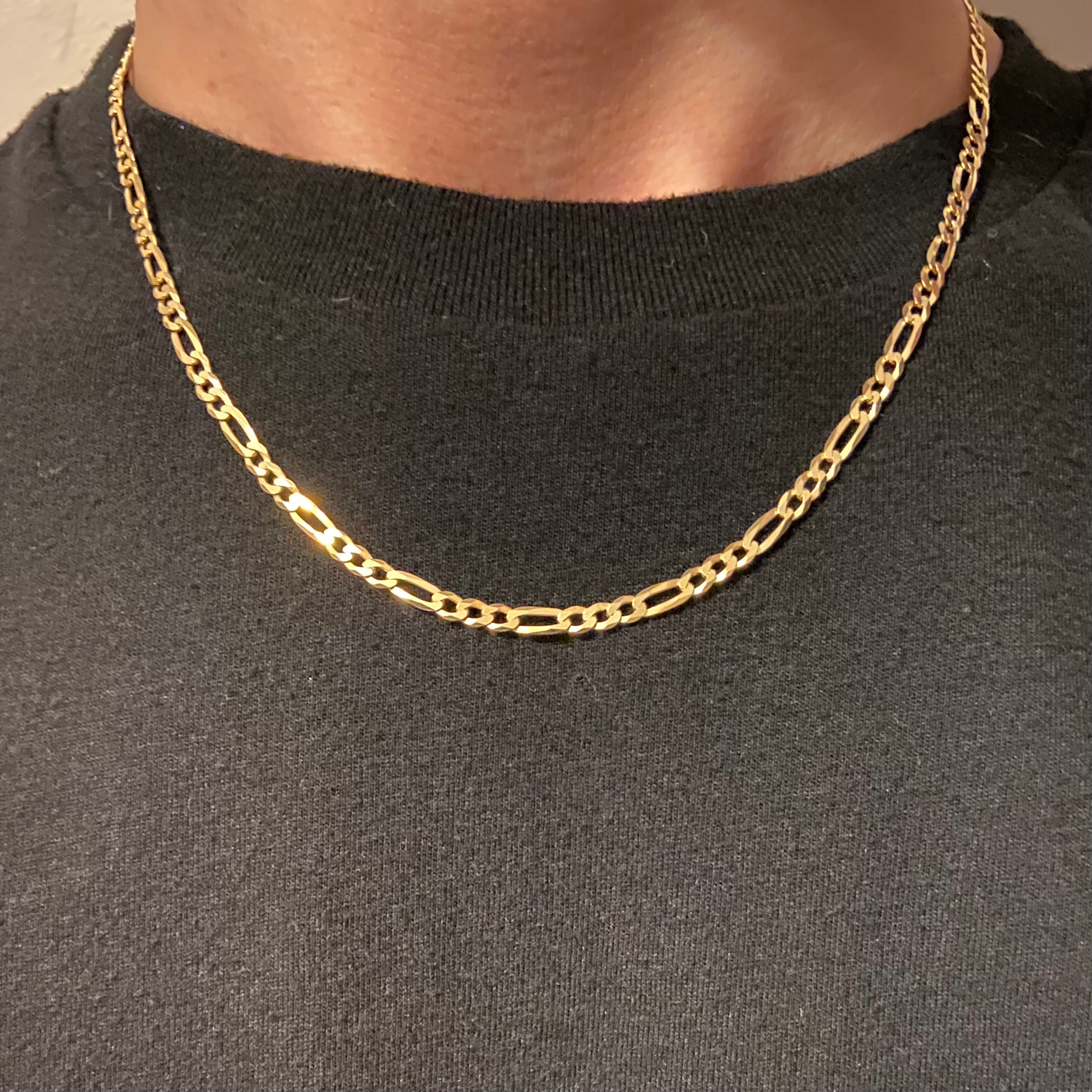 14k Gold Vermeil Figaro Chain 18in 3mm - Prestige Jewelry