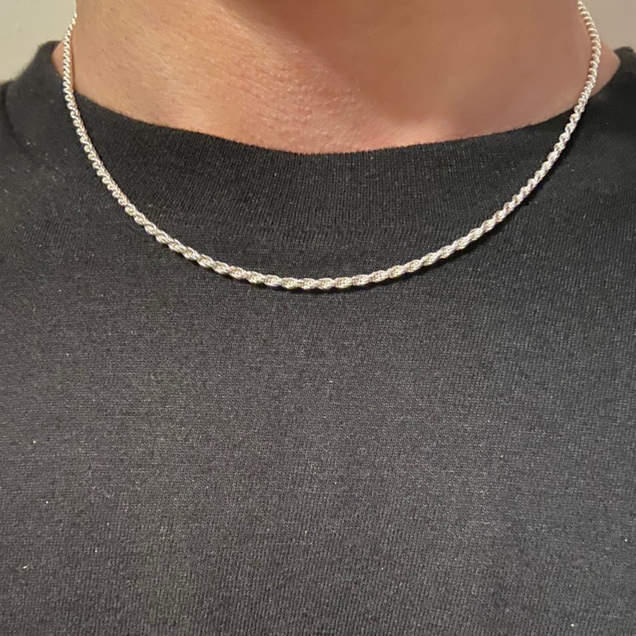 Solid Silver Rope Chain 16in 2mm - Prestige Jewelry